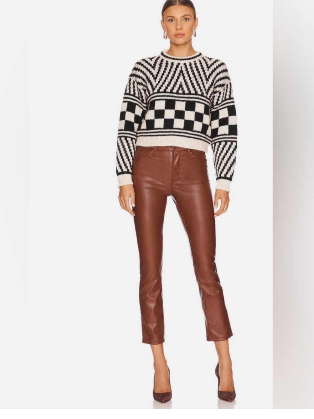 Mother The Midrise Dazzler Ankle Faux Leather pant size 30